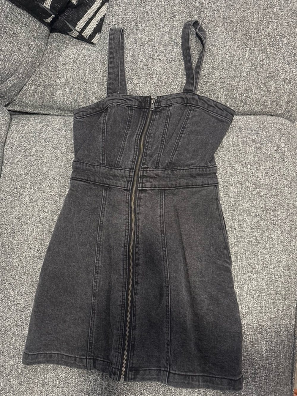 wild fable Black Denim Zip-Front Mini Dress